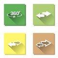 Set of image two arrows. Right arrow and left arrow. The icon shows the direction. And turn sign 360 degrees Royalty Free Stock Photo