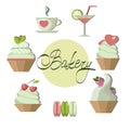 Set of Images cakes. For menu design, etc. Vector illustration Royalty Free Stock Photo