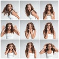 The set from images of disgusted and disaffected woman Royalty Free Stock Photo