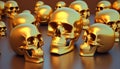 Set images golden skulls, fantasy skull skeleton head. Generative AI