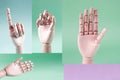 A set of images of mannequin hands with various close-up gestures