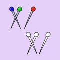 A set of images, a set of metal pins for a seamstress, a vector cartoon Royalty Free Stock Photo