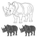 Set of images with a rhinoceros. EPS10