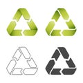 Set of images of signs of recycling materials in a different style. Isolated objects on a white background.