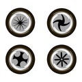 A set of images of a wheel with different disks Royalty Free Stock Photo