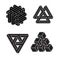 Set of impossible shapes, black icons