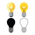 A set of incandescent light bulb icons. Various options for the outline of the light bulb. A symbol of an idea.