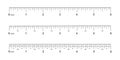 Set of 6 inches scale for ruler with markup, numbers and fractions. Math or geometric tools for distance, height or Royalty Free Stock Photo