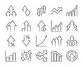 Set of Increase and Decrease Line Icons. Vector Illustration. Editable Stroke, 64x64 Pixel Perfect. Royalty Free Stock Photo