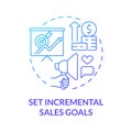 Set incremental sales goals blue gradient concept icon