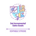 Set incremental sales goals concept icon