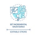 Set incremental sales goals turquoise blue concept icon