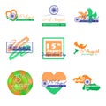 Set of India independence day typographic vector design. Felicitation 15th august.