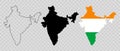 Set of India map illustration isolated on transparent background. Vector EPS 10 Royalty Free Stock Photo