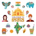 Set of Indian flat icons