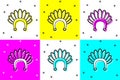 Set Indian headdress with feathers icon isolated on color background. Native american traditional headdress. Vector Royalty Free Stock Photo