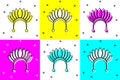Set Indian headdress with feathers icon isolated on color background. Native american traditional headdress. Vector Royalty Free Stock Photo