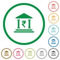 Indian Rupee bank outlined flat icons