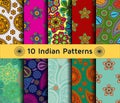 Set of Indian seamless patterns. Royalty Free Stock Photo