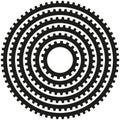 Industrial gear round circular border frame in a range of sizes. Royalty Free Stock Photo
