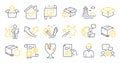 Set of Industrial icons, such as Engineering team, Opened box, Engineer symbols. Vector