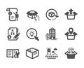 Set of Industrial icons, such as Return package, Packing boxes, Engineering documentation. Vector