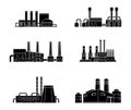 Set of industrial manufactory buildings. Factory, plant, energy and power station.