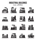 Set of industrial manufactory buildings icons set Royalty Free Stock Photo