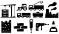 Set industrial objects and tools Royalty Free Stock Photo