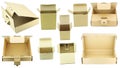 Set of industrial opened cardboard boxes Royalty Free Stock Photo