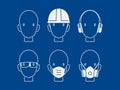 set of industrial PPE icon on blue background Royalty Free Stock Photo