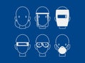 set of industrial PPE icon on blue background Royalty Free Stock Photo