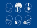 set of industrial PPE icon on blue background Royalty Free Stock Photo