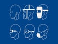 set of industrial PPE icon on blue background Royalty Free Stock Photo
