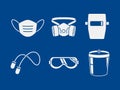 set of industrial PPE icon on blue background Royalty Free Stock Photo