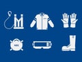 set of industrial PPE icon on blue background Royalty Free Stock Photo