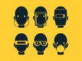 set of industrial PPE icon on yellow background Royalty Free Stock Photo