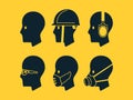 set of industrial PPE icon on yellow background Royalty Free Stock Photo