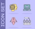 Set Industrial production of robots, Humanoid, Robot and Creating icon. Vector Royalty Free Stock Photo