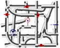 Set of industrial steel pipes allows to set up different forms pipelines with curved and straight segments. Vector illustration.