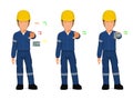 Set of industrial worker is presenting a card Royalty Free Stock Photo