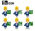 Set of industrial worker is presenting 5S infographic