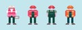 Set of industrial workers. cartoon icon design templates with various models. vector illustration isolated on blue background Royalty Free Stock Photo