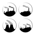 Set of industry manufactory building icons. Plant and factory Royalty Free Stock Photo