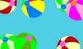 Set of inflatable balls, beach and pool, floats. Refreshing and colorful banner. Funny poster. Royalty Free Stock Photo
