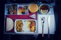 Set of inflight meal in a box Royalty Free Stock Photo