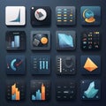 Set of info graphics elements and icons for mobile applications and web design Royalty Free Stock Photo