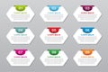 Set of infographic element options template with nine numbers. Infographic mockup