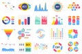 Set of infographic elements data visualization vector design template with different chart, diagram, flowchart, workflow Royalty Free Stock Photo