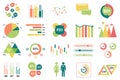 Set of infographic elements data visualization vector design template with different chart, diagram, flowchart, workflow Royalty Free Stock Photo